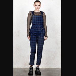 🕷🕸 NEW Gothic Blue Plaid Overalls